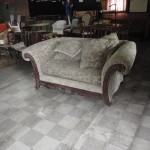 Modern upholstered sofa, loved by a cat  -  74" wide, 38" deep, 30" high  -  LWCON  -  only $35